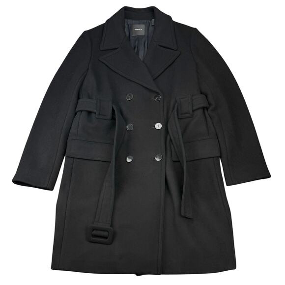 THEORY Modus Superlight Wool Cashmere Long Black Peacoat Size Small MSRP $895 - Picture 8 of 12